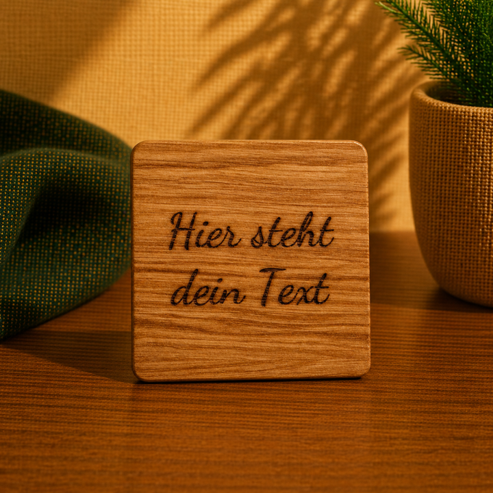 Untersetzer Eichenholz eckig mit Gravur – personalisiert | Boxenshop Chemnitz