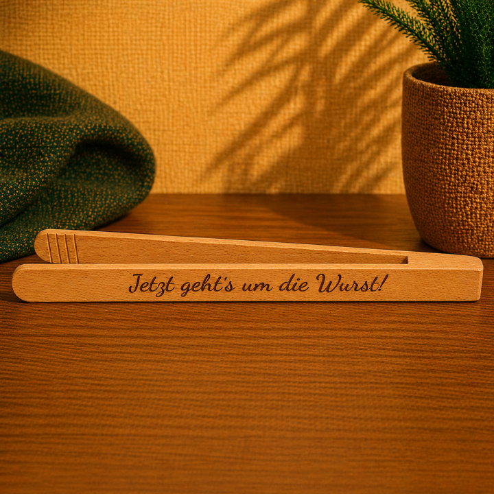 Grillzange Holz mit Gravur – personalisiert | Boxenshop Chemnitz
