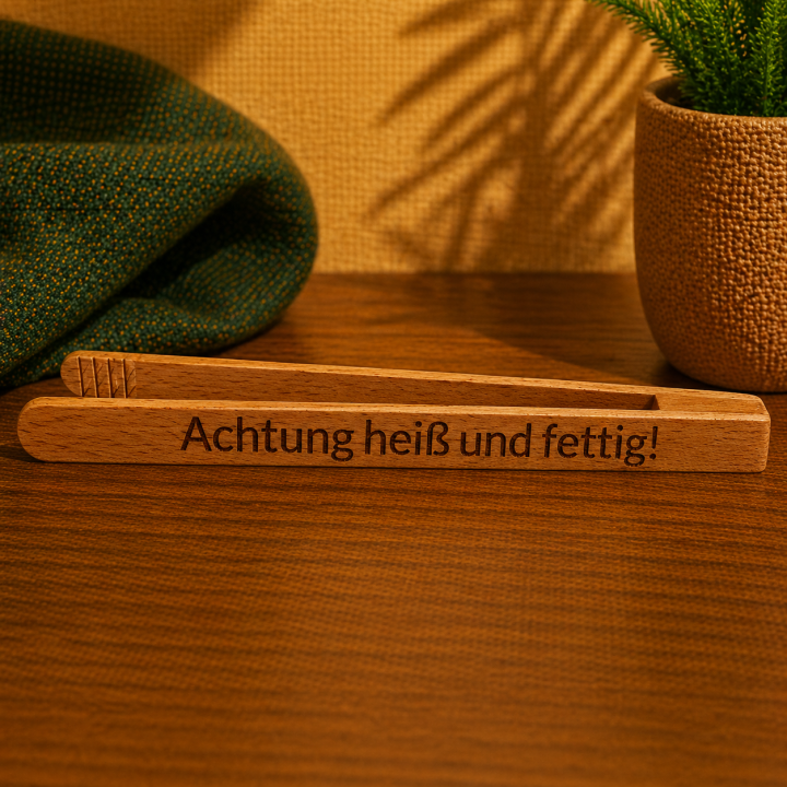 Grillzange Holz mit Gravur – personalisiert | Boxenshop Chemnitz