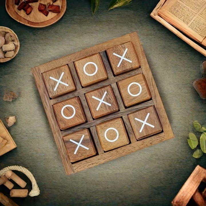 Tic-Tac-Toe aus Holz – Klassisches Brettspiel mit Holzwürfeln | Boxenshop Chemnitz