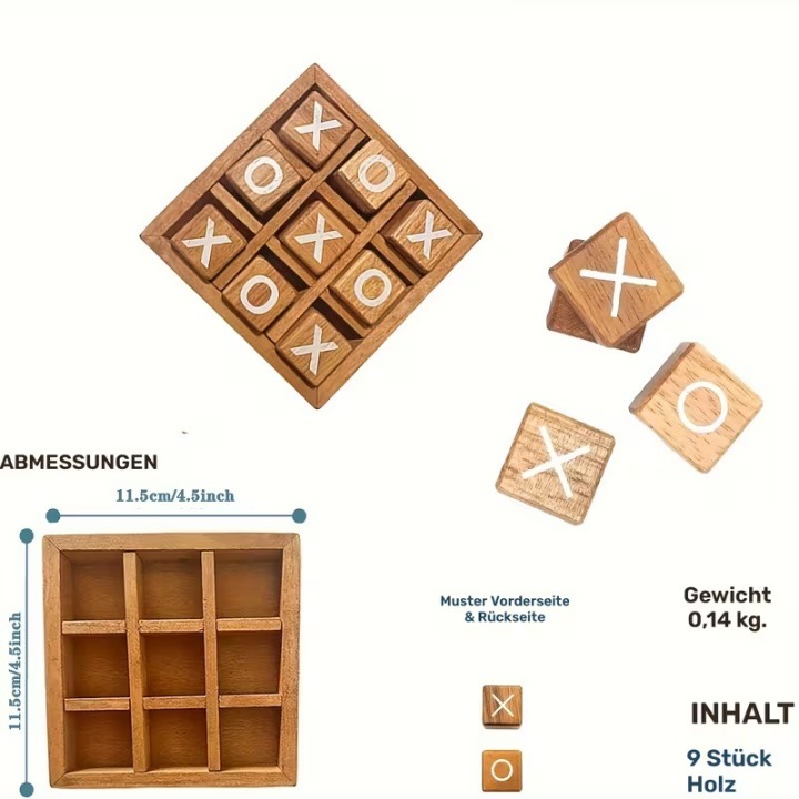 Tic-Tac-Toe aus Holz – Klassisches Brettspiel mit Holzwürfeln | Boxenshop Chemnitz
