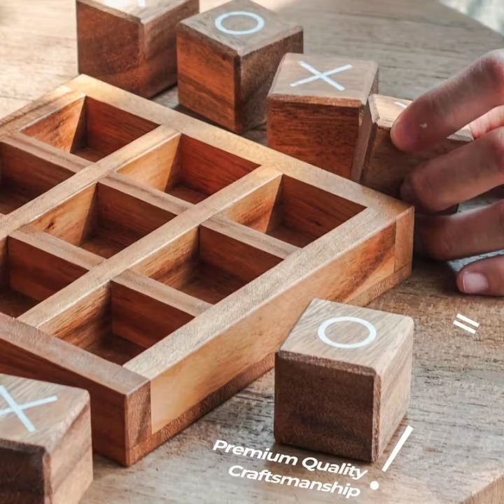 Tic-Tac-Toe aus Holz – Klassisches Brettspiel mit Holzwürfeln | Boxenshop Chemnitz