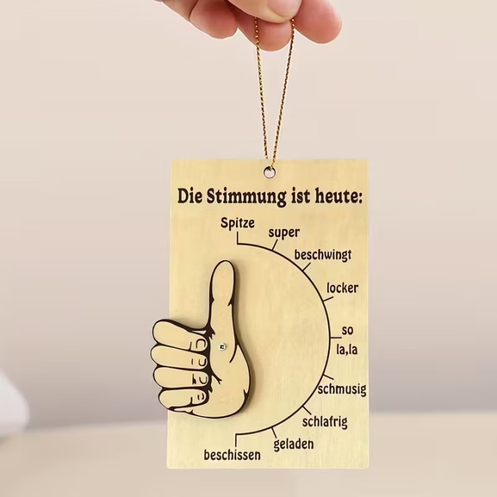 Stimmungsbarometer aus Holz – Drehbarer Daumen-Zeiger mit Stimmungsskala | Boxenshop Chemnitz