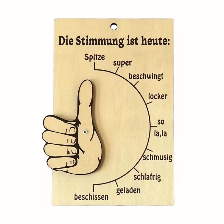 Stimmungsbarometer aus Holz – Drehbarer Daumen-Zeiger mit Stimmungsskala | Boxenshop Chemnitz